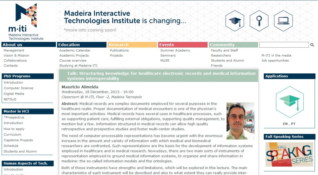 Foto Palestra sobre interoperabilidade entre sistemas de informação biomédicos em Portugal